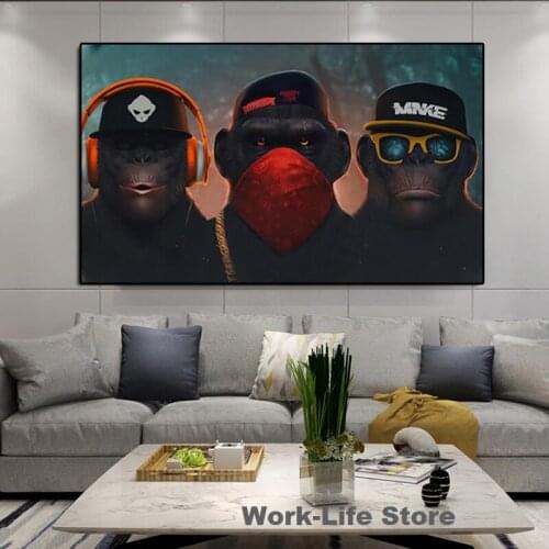 Colorful Monkeys Poster Cool Graffiti Street Art Canvas Painting Wall Art Pictures For Living Room Home Decor Posters And Prints