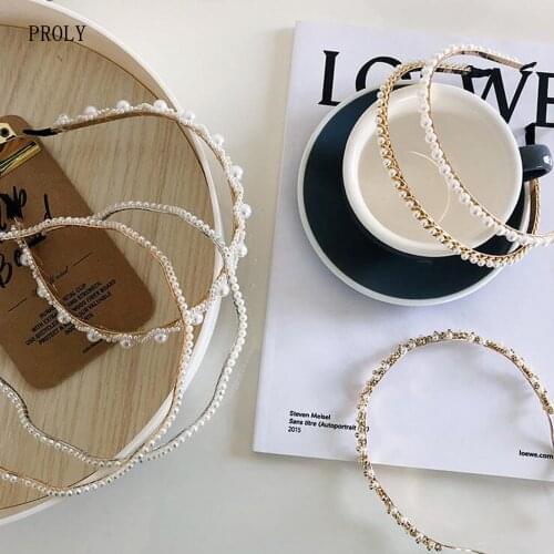 PROLY New Fashion Spring Hairband Women Beaded Pearls Headband Fresh Exquisite Headwear Girls Party Casual Hair Accessories