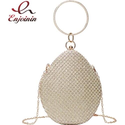 Creative Egg Shell Diamond Bracelet Chain Evening Gift Bag 2021 Trendy Ladies Messenger Bag Women Shoulder Bag Luxury Handbags