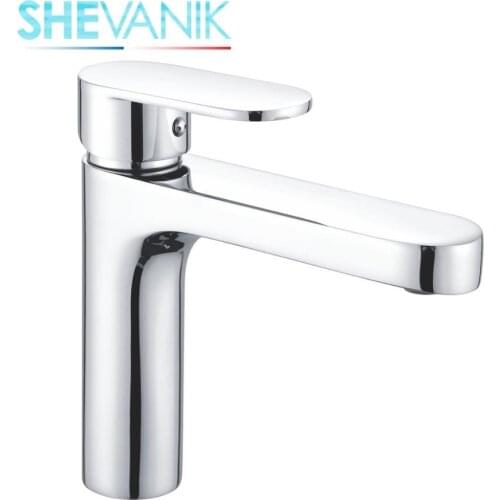 SHEVANIK basin mixer, brass faucet for hot and cold water tap sink, economical mixer, the composition of brass,chrome-plated,pouring water into the sink S8601