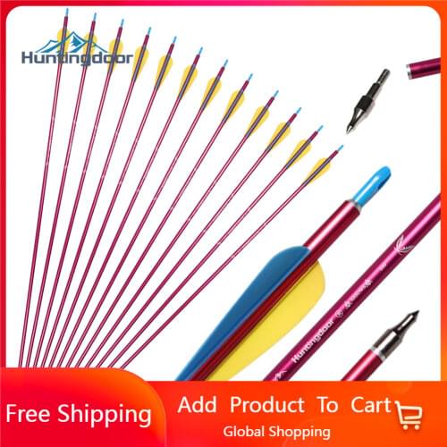 Huntingdoor Aluminium Arrows Archery Hunting and Targeting Practice Arrows for Compound /Recurve Bow 31'' with Removable Tips