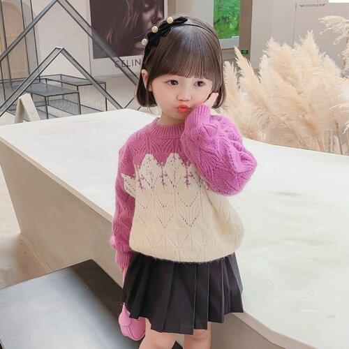 Girls Sweater Kids Babys Coat Outwear 2021 Scoop Thicken Warm Winter Autumn Knitting Tops Pure Cotton School Childrens Clothin