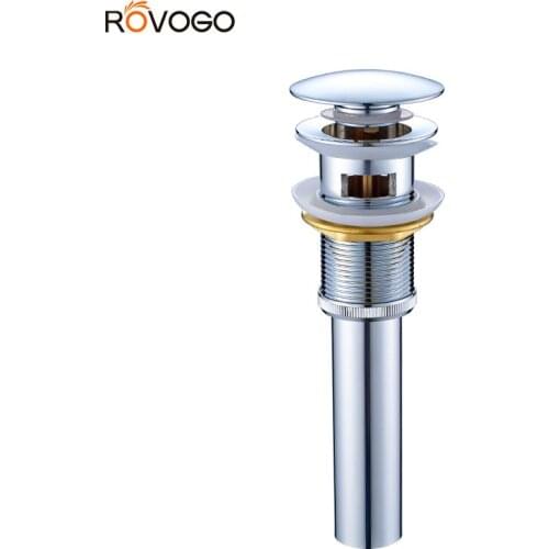 ROVOGO Pop up Drain for Bathroom Basin , Vessel Sink Pop Up Drain Stopper, Sink Drain Assembly With Overflow Brass Chrome
