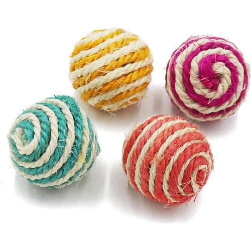 Ball Toys for Cats Sweet Color Kitten Interactive Supplies 4.3cm Playing Ball Chewing Durable Sisal Ball Training Pet Goods