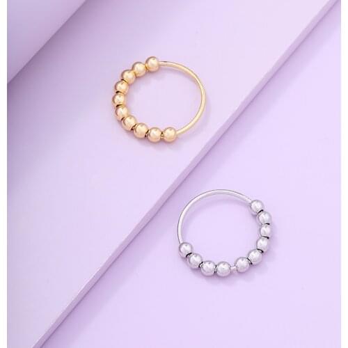 Lost Lady New Fashion ING Ring Popular Style Beaded Temperament Ladies Ring Light Luxury Alloy Jewelry Wholesale Direct Sales