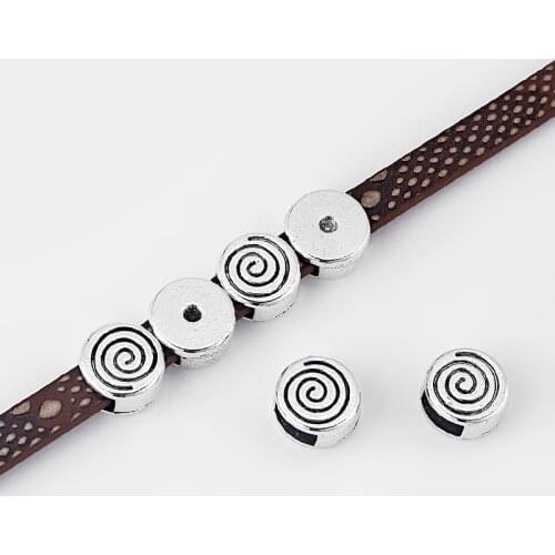 10pcs Vortex Shaped Slide Spacer Charms Beads Fit 5*2mm Leather Cord For DIY Jewelry Making Accessories