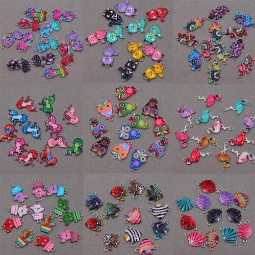 10pcs mixed Animal charm stripe enamel alloy connector bracelet jewelry DIY necklace accessories DIY fashion jewelry Finding