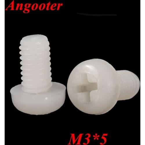 1000pcs M3*5 Nylon Round Head Screws m3*5 GB818 Phillips Nylon Pan Machine Screws Bolts