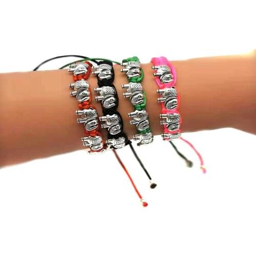 12 Pieces Five Elephant Woven Bracelet Symbol Of Good Lucky Wealth Can Worn By Both Men And Women Given As A Gift
