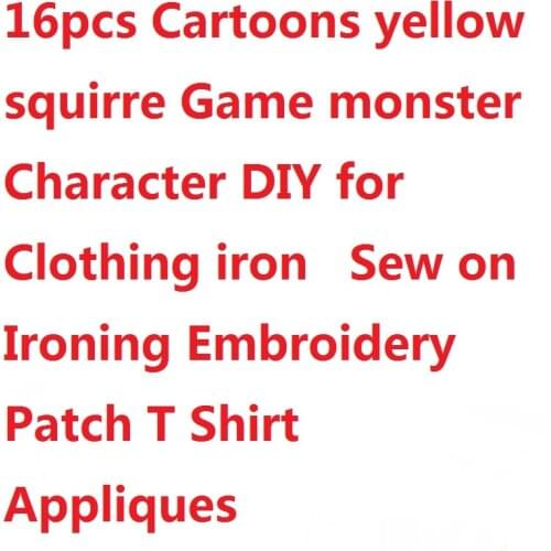 16pcs Cartoons yellow squirre Game monster Character DIY for Clothing iron Sew on Ironing Embroidery Patch T Shirt Appliques