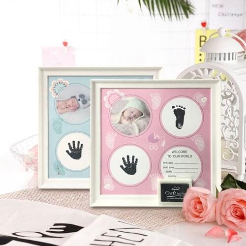 2020 Baby Photo Frame DIY Handprint or Footprint Ink Imprint Pitcture Birthday Gift for Baby Wall Picture Frame Home Decorations