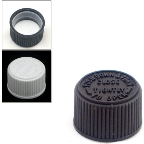 24-400 black/white Non Dispensing Child resistant screw caps with pe liner 10pc