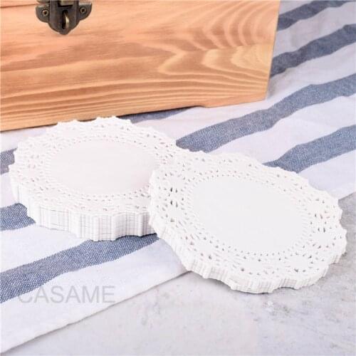 250Pcs White Round Lace Paper Doilies Cake Lace Paper Cake Placemat Craft Vintage Coasters Wedding Party Christmas Table Decor