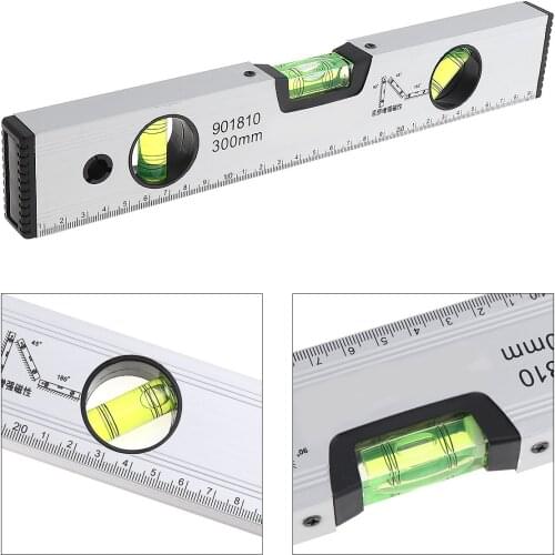 300mm Precision Magnetic Aluminum Alloy Level Ruler with Blister Design and Mm Scale for Building Decoration Measurement Tools