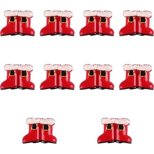 50pcs Cute X'mas Santa Claus Shoes Boots Resin Scrapbooking Hair Bow Center Crafts Embellishment Flatback Charms Cabachons