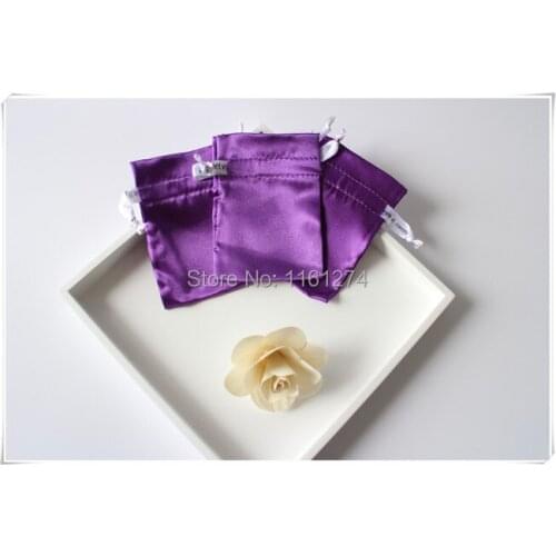 Customized Logo Satin pouch Drawstring bag Jewelry bag satin Gift Bags free shipping