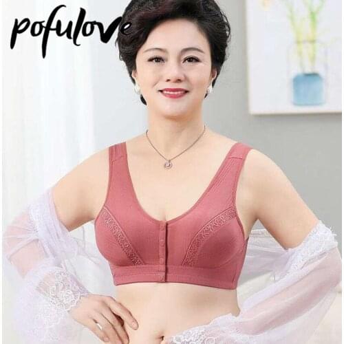 Front Button Bra for Elderly Older Mother Cotton Bras Wireless Bralette Plus Size Push Up Underwear Seamless Vest Brassiere New