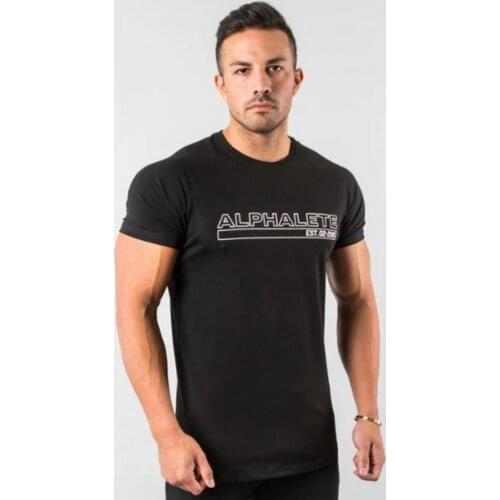 Cotton Casual Skinny t shirt Men Fitness Short sleeve T-shirt Male Bodybuilding Sport Black Tee Tops Summer Gym Workout Clothing