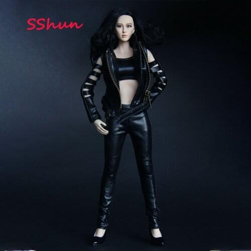 HP008 1/6 Scale Female Soldier Leather Jacket Suit Doll Accessories Clothing Model Toys For 12'' Action Figure Body DIY