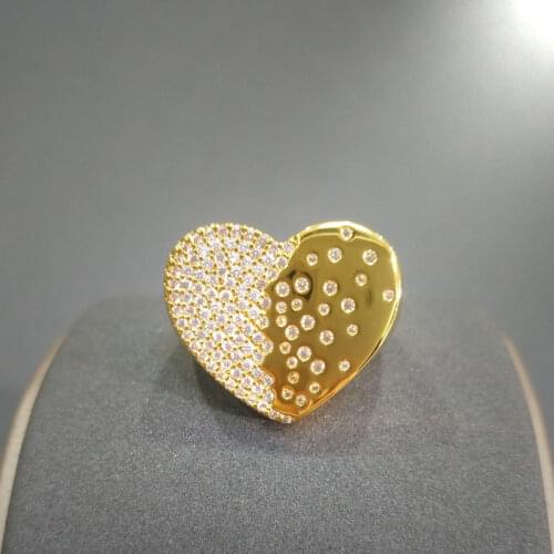 S925 sterling silver ring September new product heart-shaped big ring female personality light luxury style banquet party