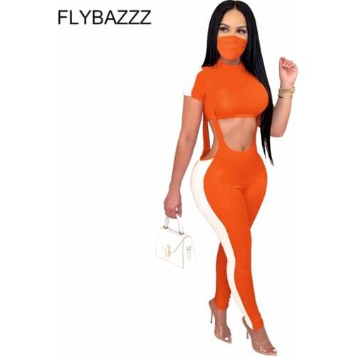 Striped Print Fashion 3 Piece Set O-Neck Short Sleeve Shirt Crop Top Strap Pants Suit Women Casual Clothing Yoga Sets Sportswear