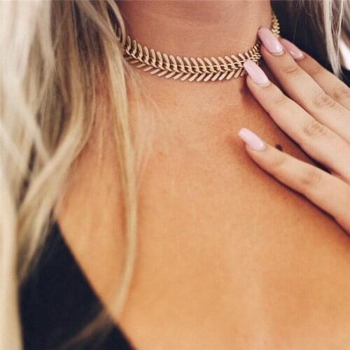 Fashion Simple Chian Fish scale Choker Necklace Women New Gold Color Short Collar Bib Neckalce Jewelry Trendy Accessories Femme