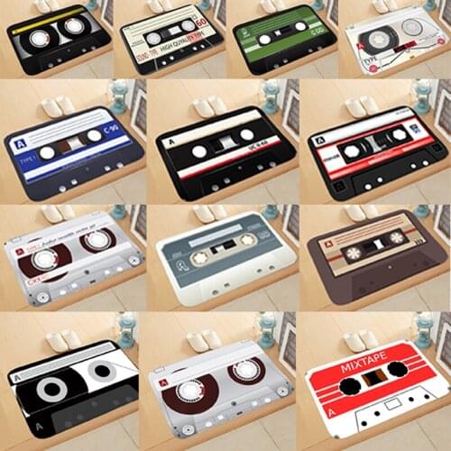 Retro Cassette Music Tape Floor Mat Multiple Choice Funny Entrance Door Mat Living Room Kitchen Non-Slip Carpet Bathroom Doormat