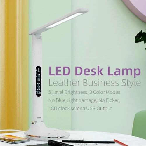 Foldable LED Desk Lamp 12W With USB Charging Eye Protect Reading Light Table Lamp LCD Screen Calendar Temperature Alarm Clock