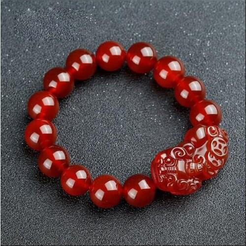 Natural Brave bracelet bright tiger eye stone transport beads red agate lucky pixiu bracelet lovers string