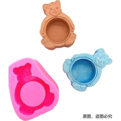 New Cute Bear Candle Holder Silicone Mold DIY Candle Making Holders Plaster Mold Silicone Mold for Candle Making