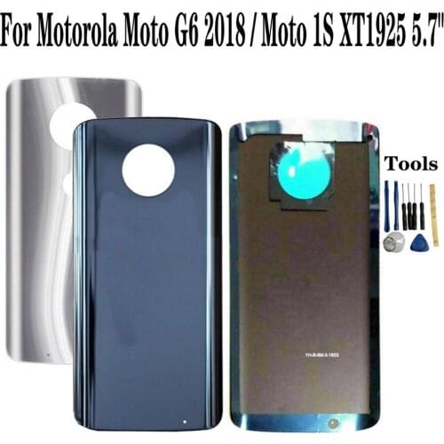 Shyueda 100% New For Motorola Moto G6 2018 / Moto 1S XT1925 5.7" Glass Rear Back Door Housing Battery Door Cover + Adhesive