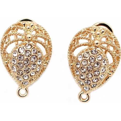 Stud Clip Earrings Post Drop Filigree Flower Base with Loop Paved CZ DIY Findings Accessories African Wedding Jewelry Making