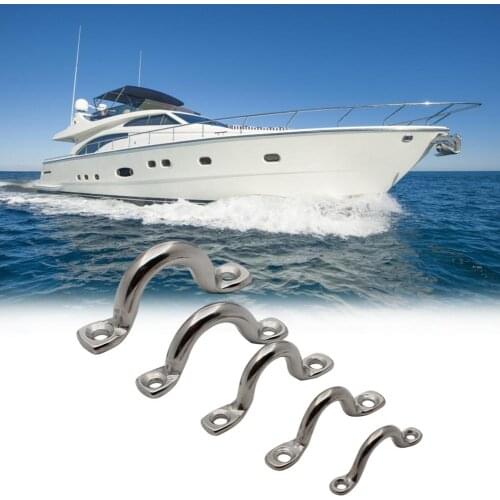 Stainless Steel Wire Eye Straps Saddle Clip Boat Yacht Ship Marine Plate Staple Ring Handle Doorknob Boat Deck Accessories