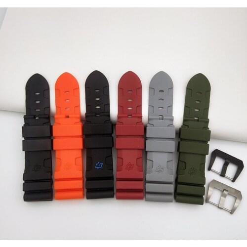 24mm 26mm High Quality Silicone Rubber Watchband for Panerai Strap Dustproof Bracelet +2 Metal Tubes Free Tools