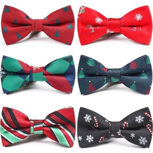 Christmas Bow Tie for Boy Girl Kids Gifts Red Green Children Snowflake Tree Xmas Pattern Bowtie Santa Festival Party Accessories