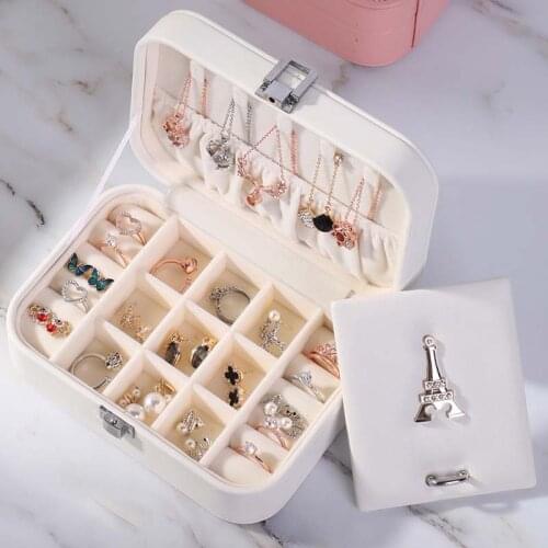 Jewelry Box PU Leather Jewellery storage Earring Boxes Packaging Storage Display Case Organizer for Home Travel girl gift