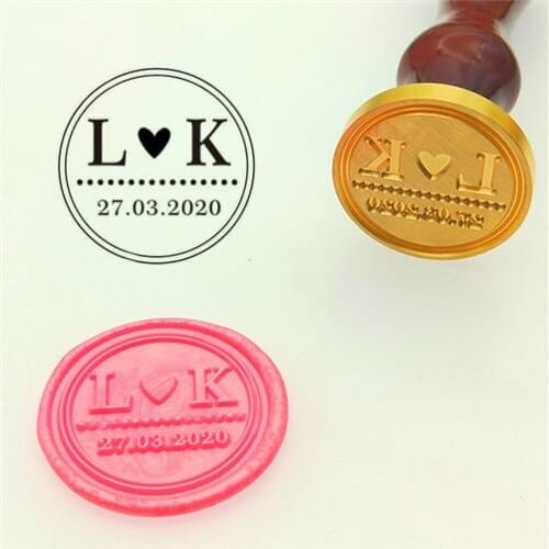 Double letter design wedding Invitation Retro antique sealing wax stamp customize logo Personalized image handle