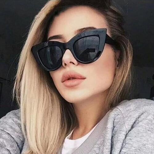 New Cat Eye Women Sunglasses Tinted Color Lens Men Vintage Shaped Sun Glasses Female Eyewear Black Sunglasses Brand Designer