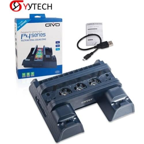 SYYTECH IV-P4882B Multi-functional Game Controller Cooling fan Charging Dock with LED lights For PS4 Slim Pro