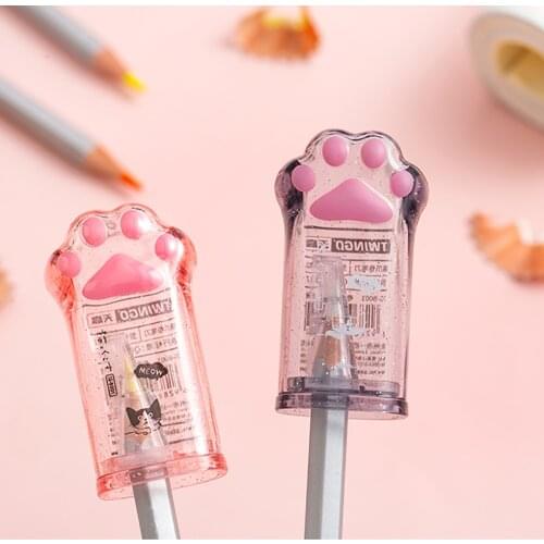 2021 New 1 Pieces Cute Cat Paw Pencil Sharpener Creative Kawaii Pencil Accessories For School Office Stationery Supplies