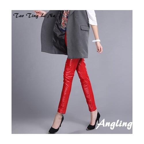 Top brand Slim 2020 Women Genuine Real Sheepskin Leather Pants KP1 high quality