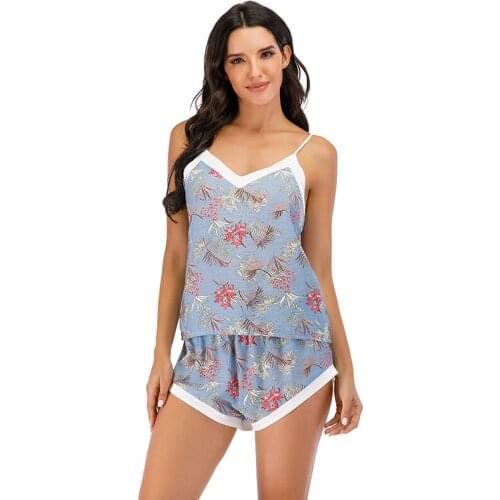 Spring and summer 2020 hot floral suspender homewear comfortable and breathable sexy casual homewear suit