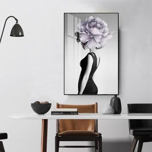 Flowers Hat Woman Abstract Wall Art Picture Canvas Painting Poster Print Decor Wall Art Pictures Living Room Decoration