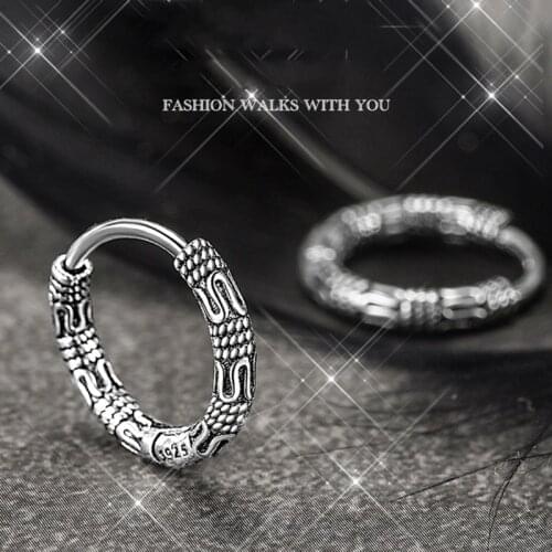 13mm silver-plated earrings female Thai silver old style retro round chain hemp rope chain personalized earrings