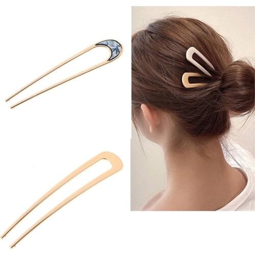 Women Girls U Shape Hair Clip Japan Style Hair Sticks Candy Color Metal Hairpin Womens Hairstyle Tools