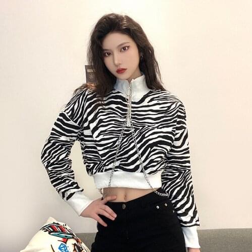 New Modern Dance Retro Zebra Pattern Sweater Women Jazz/Pole Dance Tops Autumn Long Sleeve Hip Hop Dance Stage Costumes DQL4739