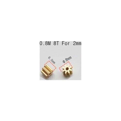 0.8M 8T 0.8M 8 Teeth 2mm hole copper gear FC280 DC Motor Gear