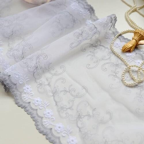 2meter/pack 21.5cm Good Quality Polyester light grey mesh embroider lace sewing fabric accessories X485
