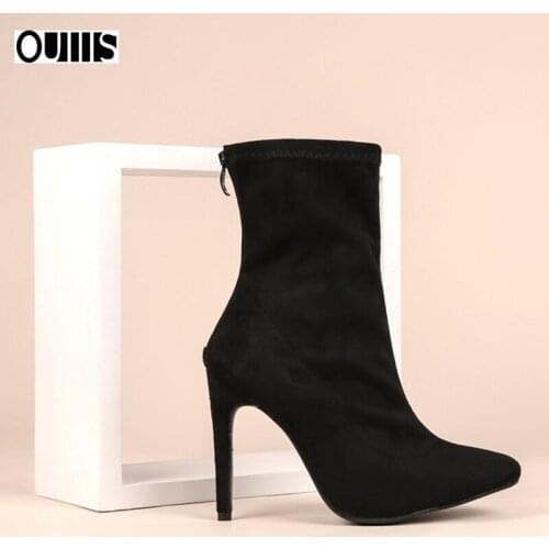 2021 Women 11.5cm High Heels Fetish Silk Sock Boots Stretch Stiletto Heels Red Neon Ankle Boots Scarpins Plus Size 42 Shoes