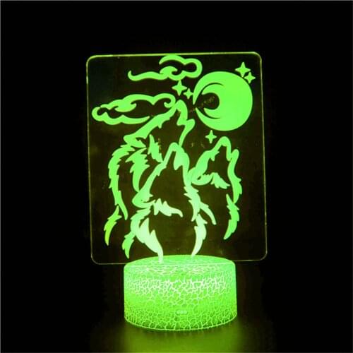 3D Night Light Abstract Wolf Statue Geometric Animal Toy Decoration Office Decoration Nordic Home Sculpture LED Gift Light